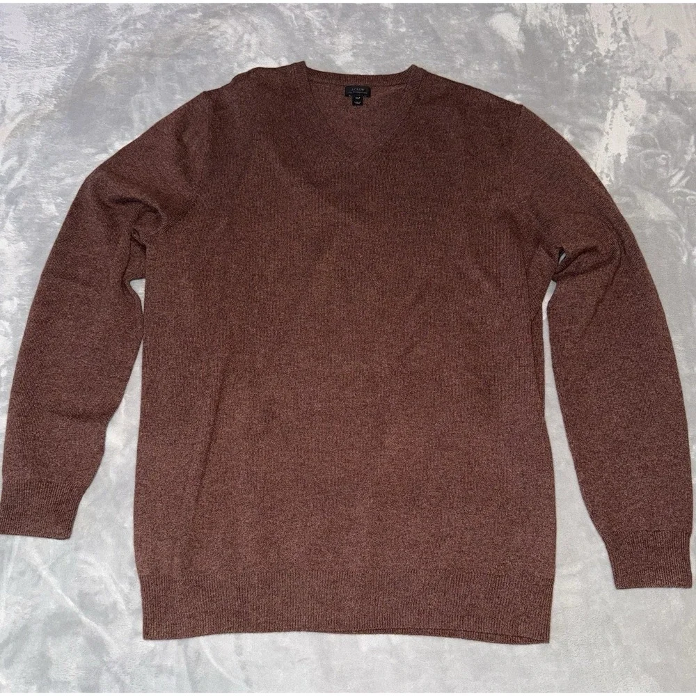 J.Crew Mens XLT V-Neck‎ Sweater Italian Cashmere Tall Brownish Preppy Officecore